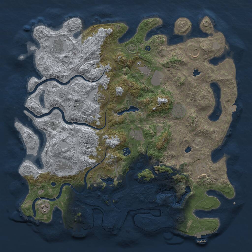 Rust Map: Procedural Map, Size: 4500, Seed: 262670289, 17 Monuments