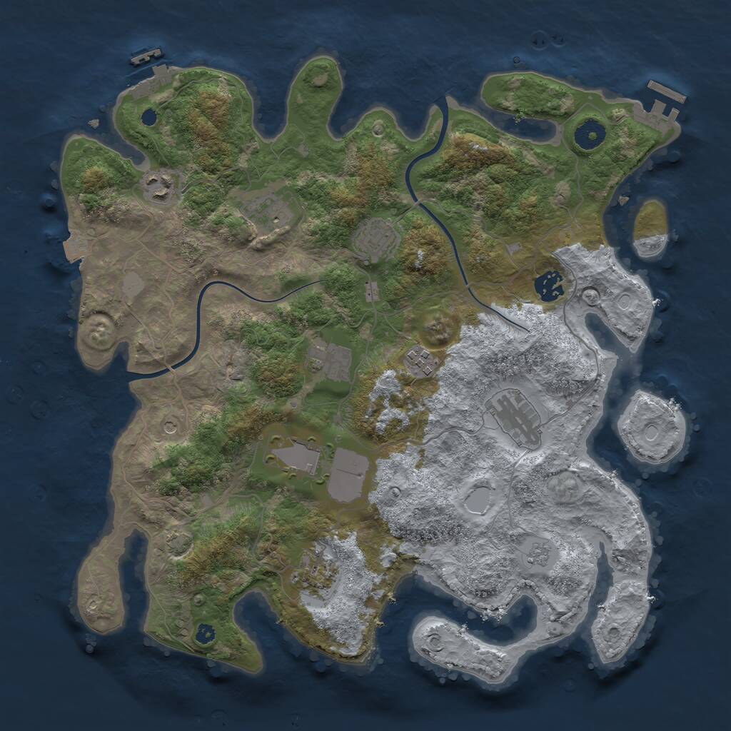 Rust Map: Procedural Map, Size: 3700, Seed: 255986684, 15 Monuments