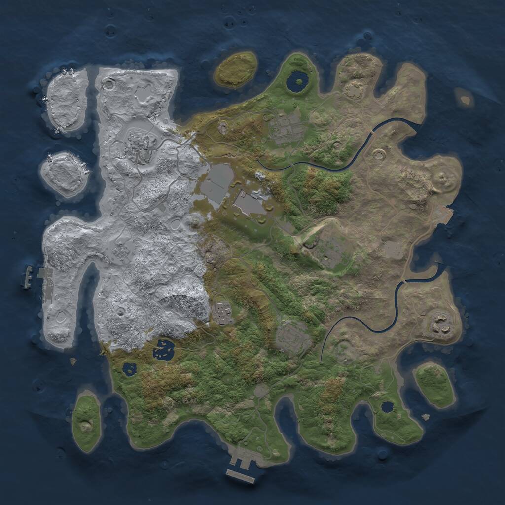 Rust Map: Procedural Map, Size: 3500, Seed: 1087201077, 13 Monuments