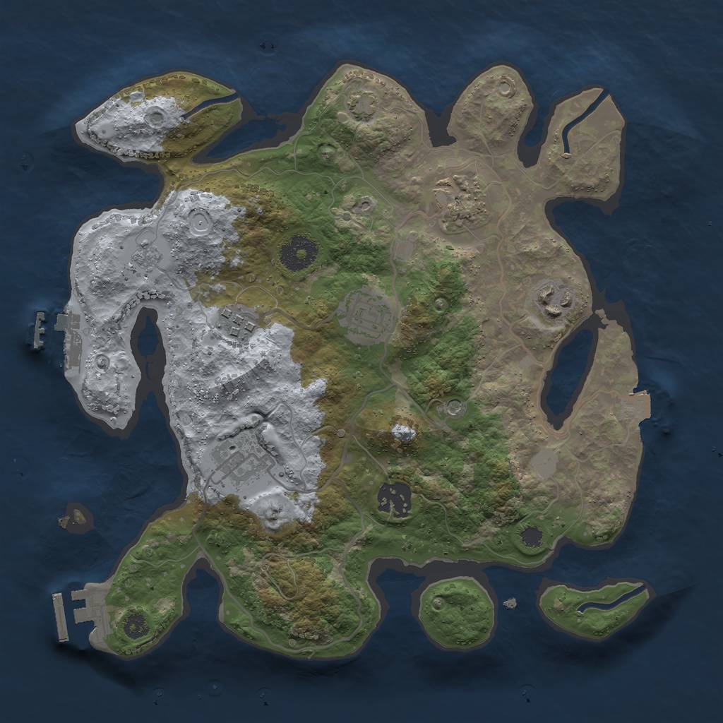 Rust Map: Procedural Map, Size: 3000, Seed: 1327446531, 14 Monuments