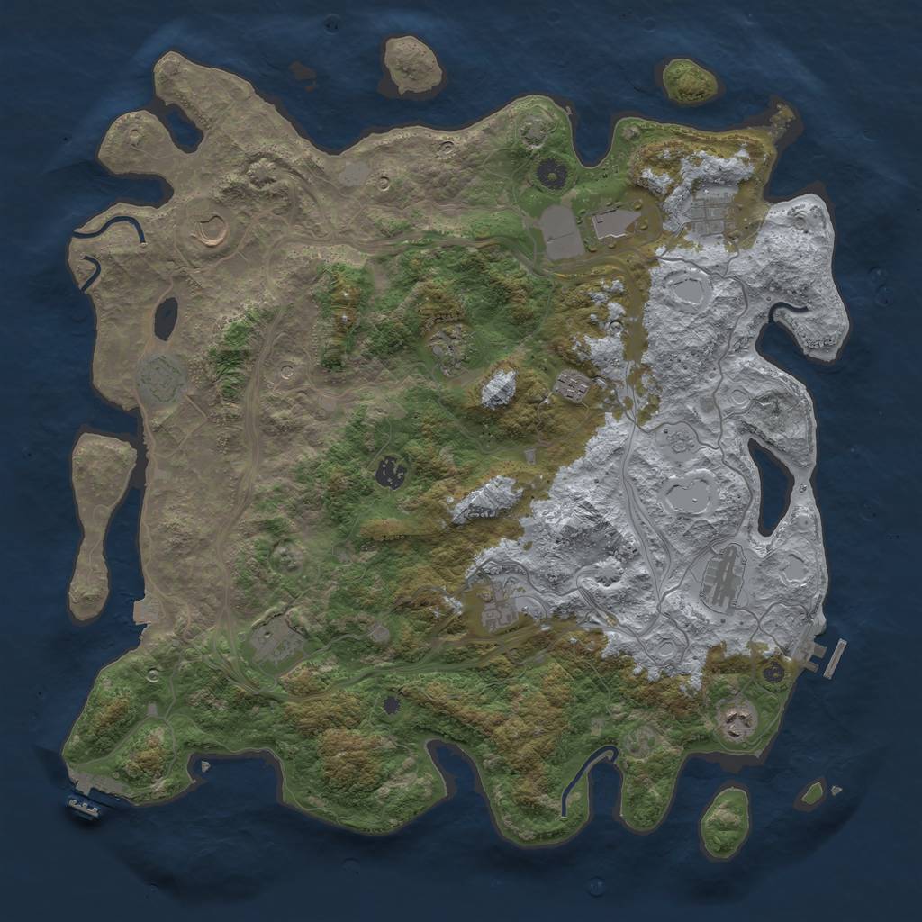 Rust Map: Procedural Map, Size: 4500, Seed: 288011220, 19 Monuments