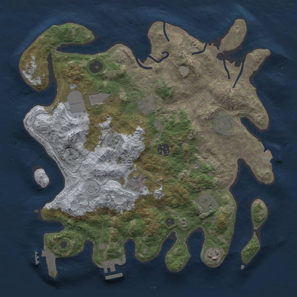 Rust Map: Procedural Map, Size: 3500, Seed: 1049964571, 16 Monuments