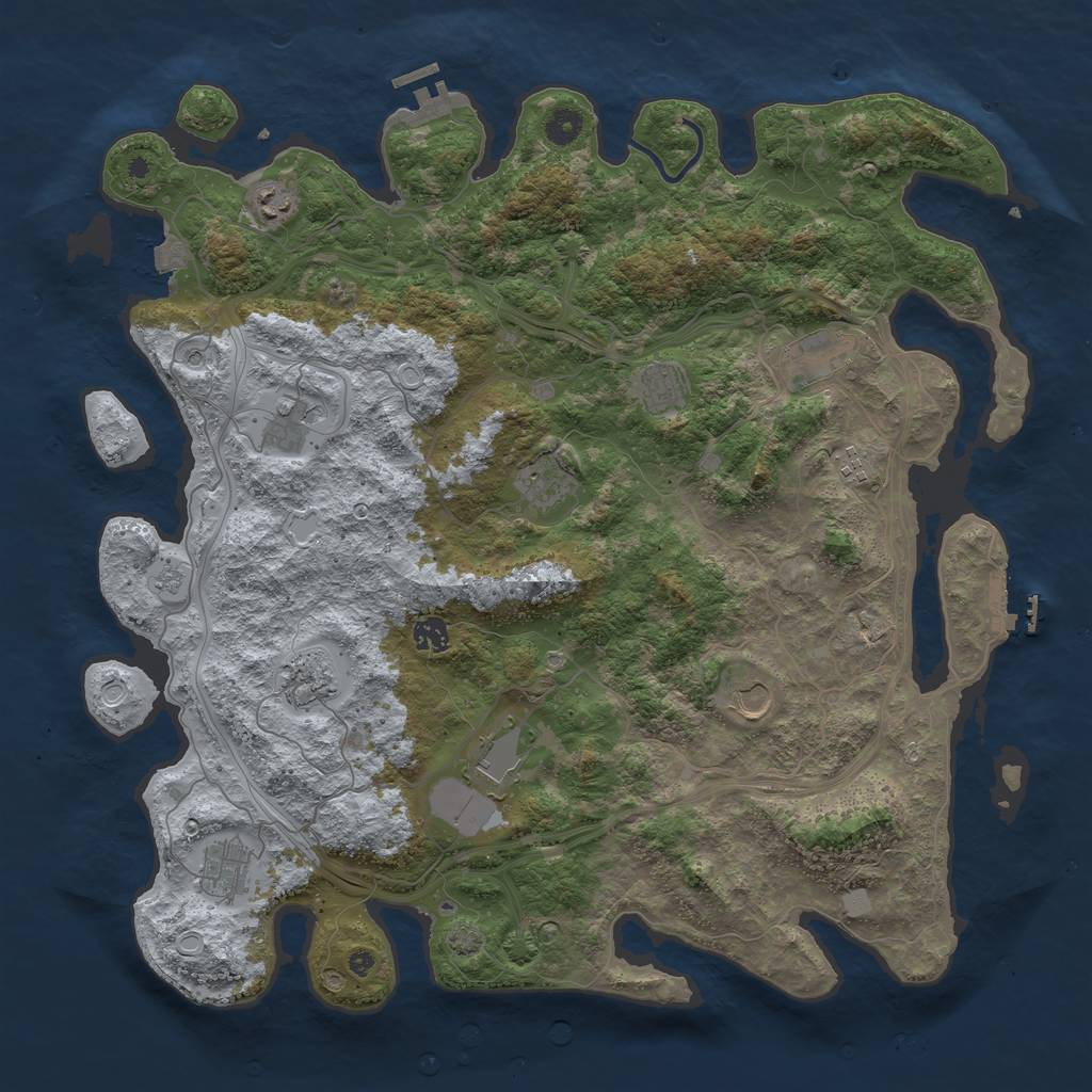 Rust Map: Procedural Map, Size: 4500, Seed: 1840367729, 19 Monuments