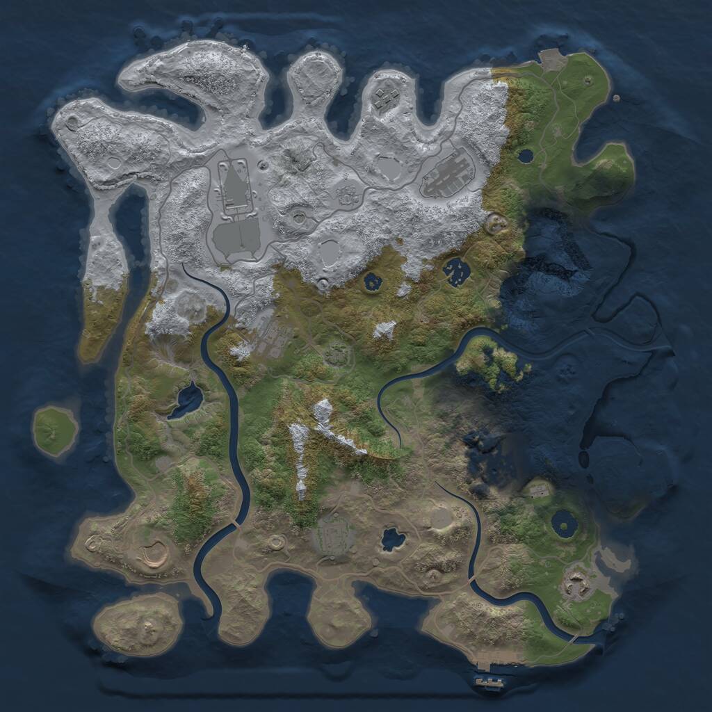 Rust Map: Procedural Map, Size: 4000, Seed: 711874449, 15 Monuments