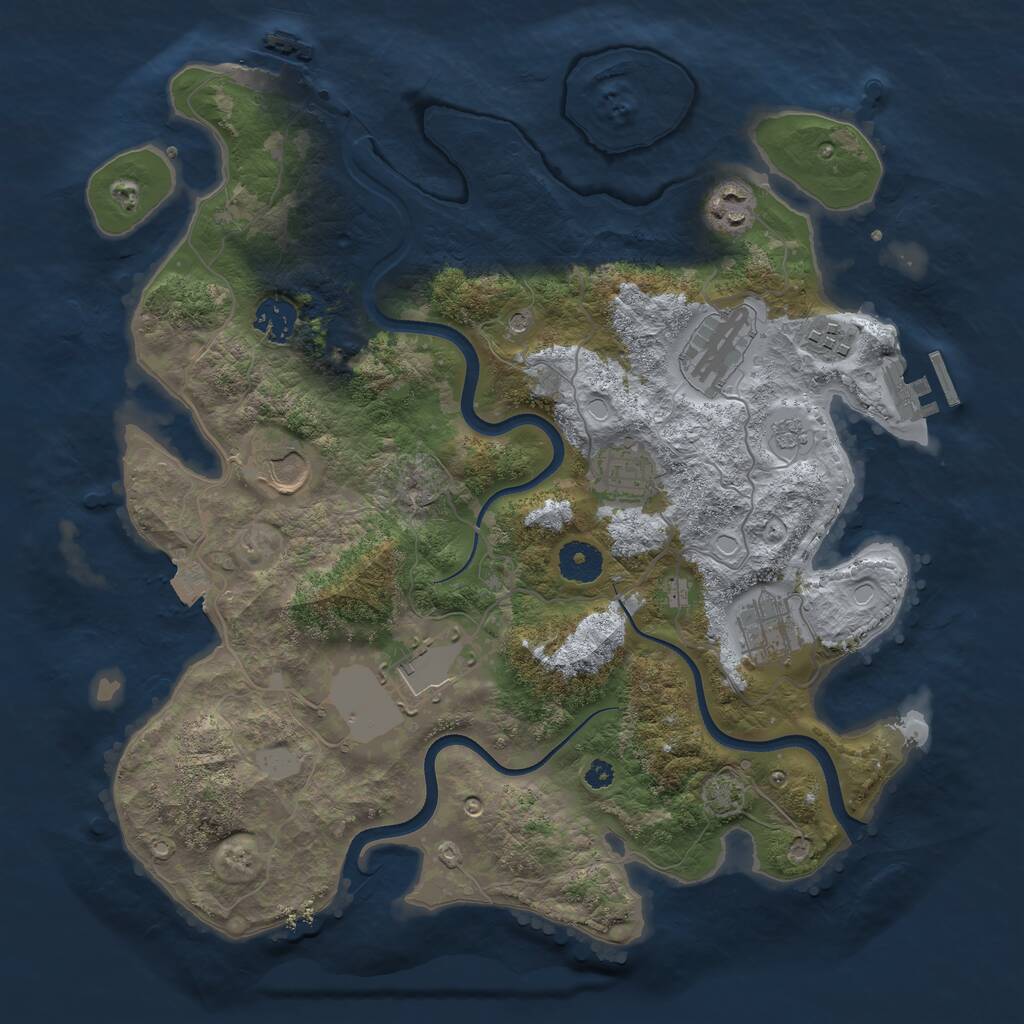 Rust Map: Procedural Map, Size: 3600, Seed: 628827358, 14 Monuments