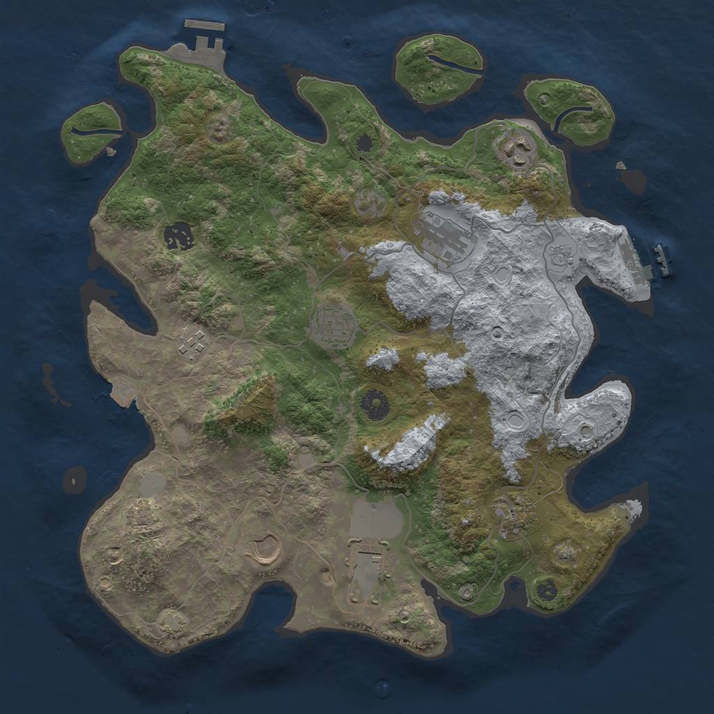 Rust Map: Procedural Map, Size: 3600, Seed: 628827358, 15 Monuments