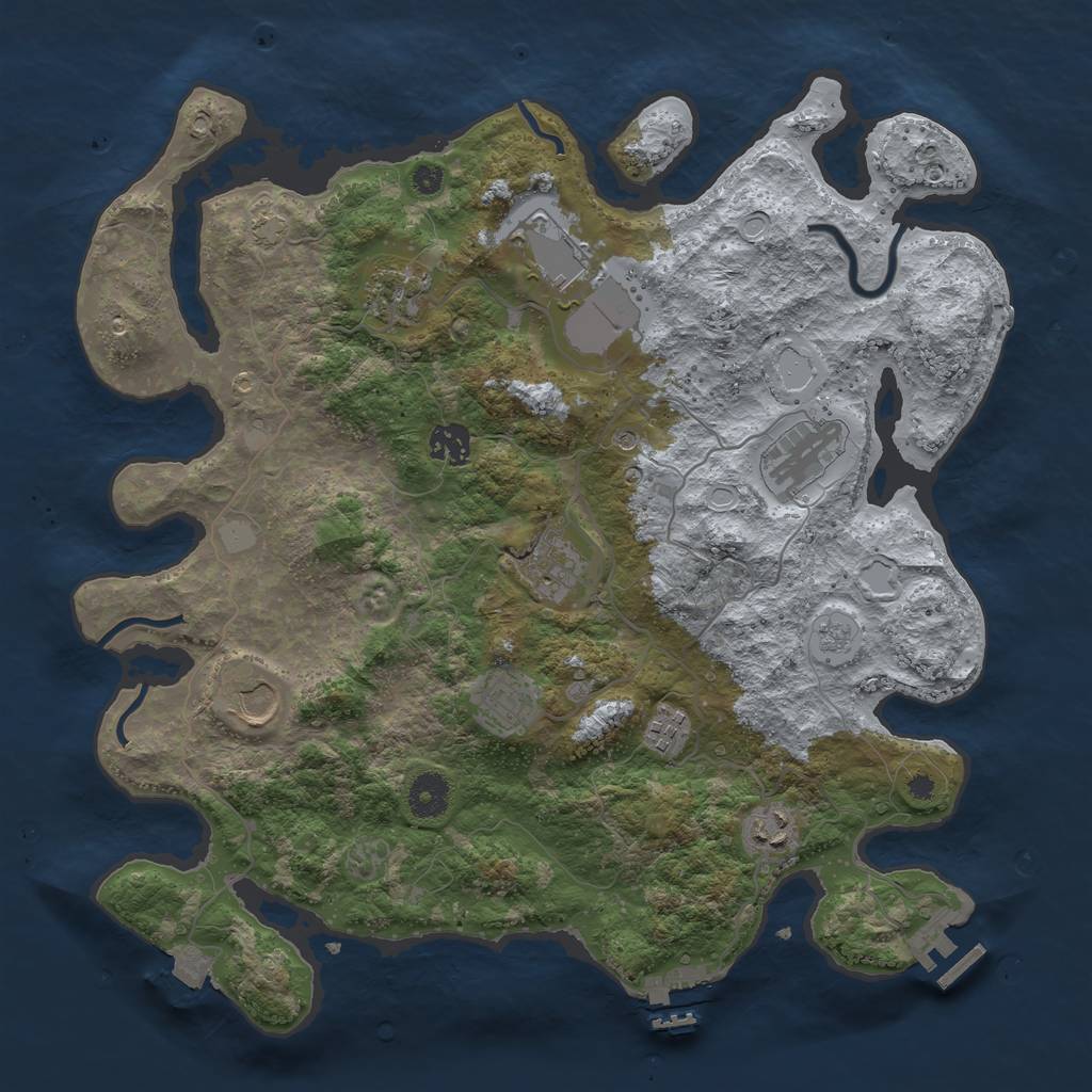 Rust Map: Procedural Map, Size: 3800, Seed: 27398785, 17 Monuments