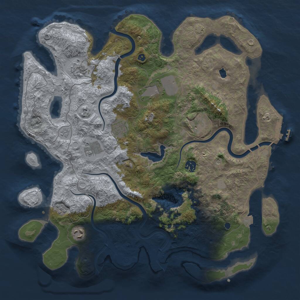 Rust Map: Procedural Map, Size: 4000, Seed: 1141621238, 13 Monuments