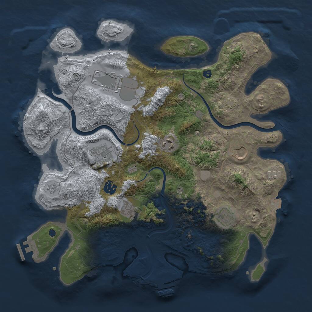 Rust Map: Procedural Map, Size: 3600, Seed: 990305, 14 Monuments