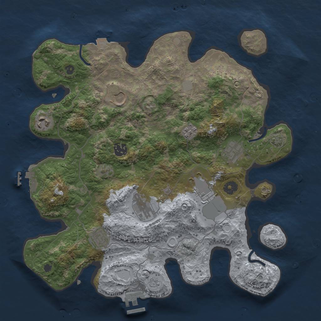 Rust Map: Procedural Map, Size: 3500, Seed: 397391784, 15 Monuments