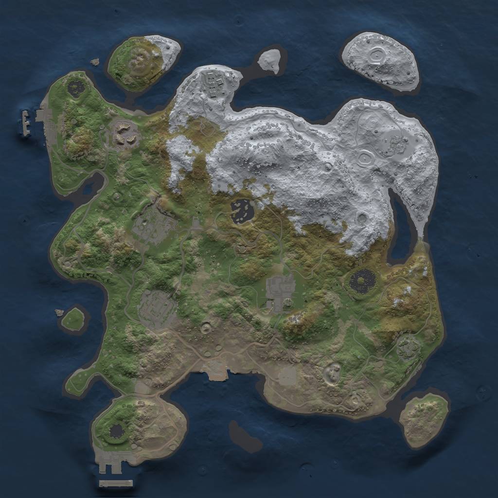 Rust Map: Procedural Map, Size: 3000, Seed: 235677, 13 Monuments