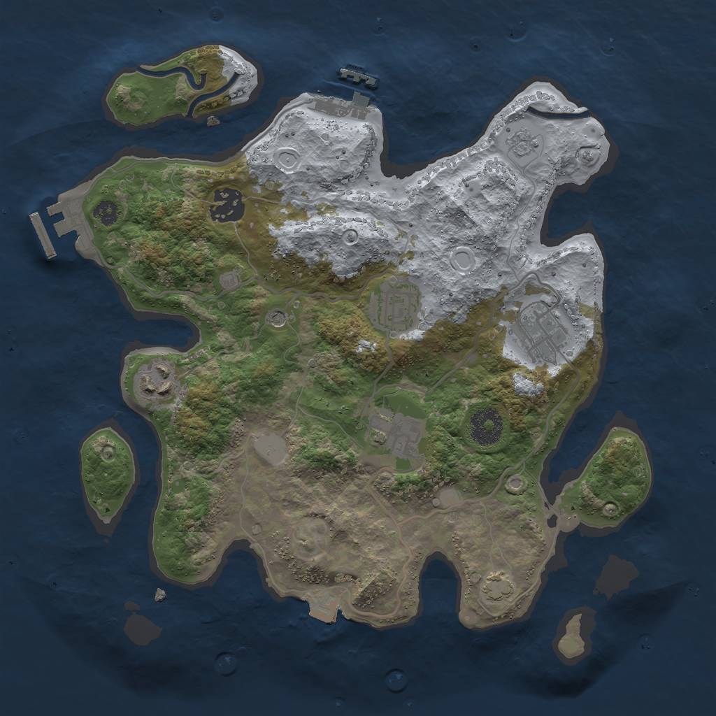 Rust Map: Procedural Map, Size: 3000, Seed: 3450, 13 Monuments