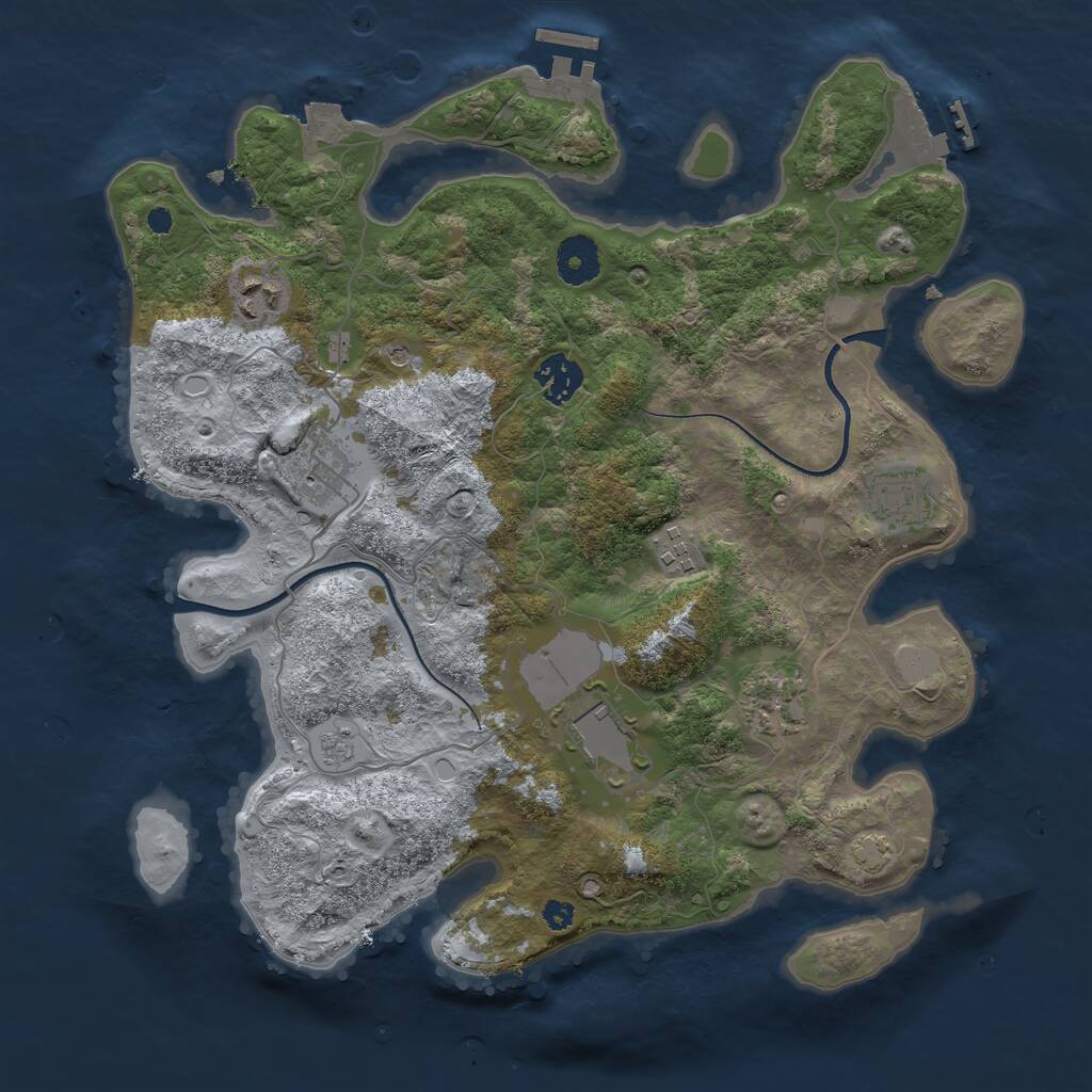 Rust Map: Procedural Map, Size: 3500, Seed: 1060237280, 13 Monuments