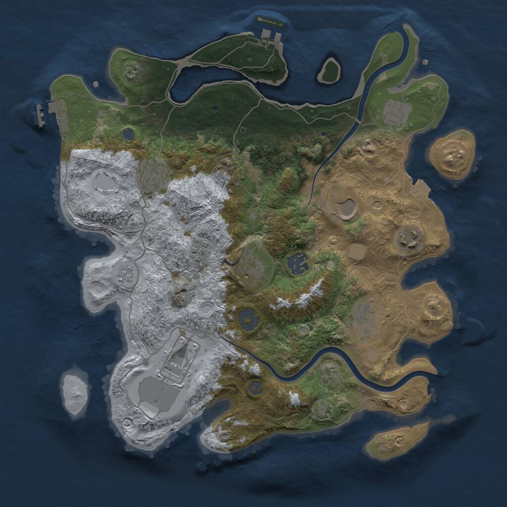 Rust Map: Procedural Map, Size: 3500, Seed: 1060237280, 15 Monuments