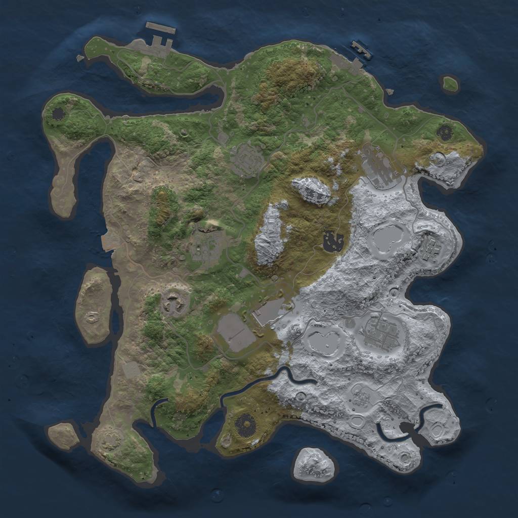 Rust Map: Procedural Map, Size: 3500, Seed: 444904989, 15 Monuments