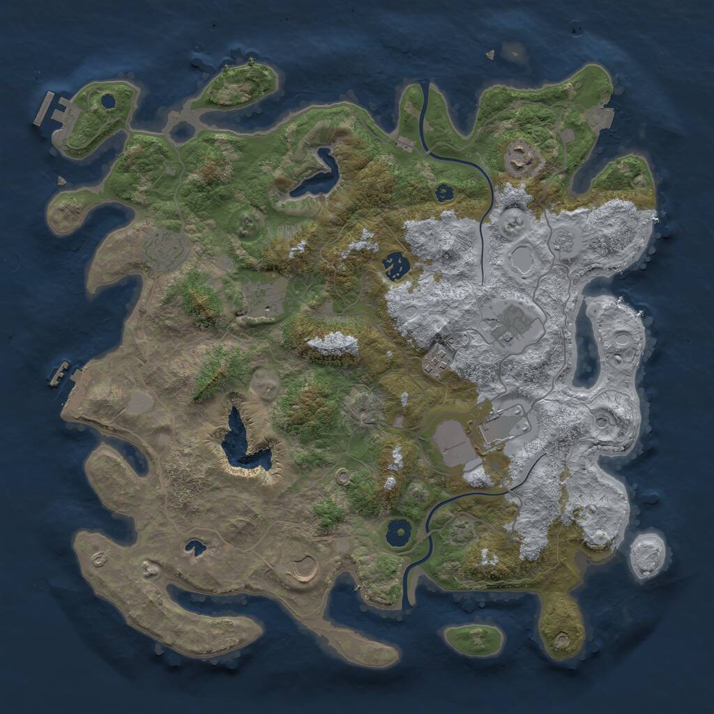 Rust Map: Procedural Map, Size: 4000, Seed: 1360680685, 14 Monuments