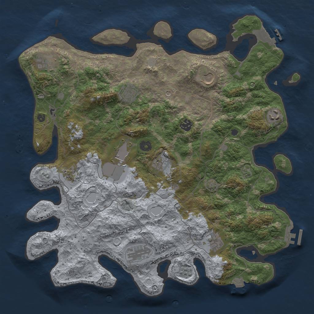 Rust Map: Procedural Map, Size: 4000, Seed: 1126848701, 19 Monuments