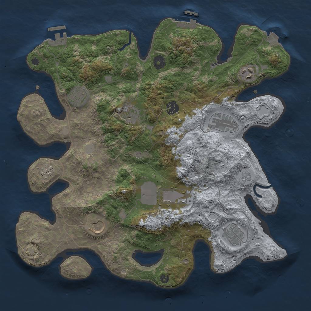 Rust Map: Procedural Map, Size: 3550, Seed: 1103168347, 17 Monuments