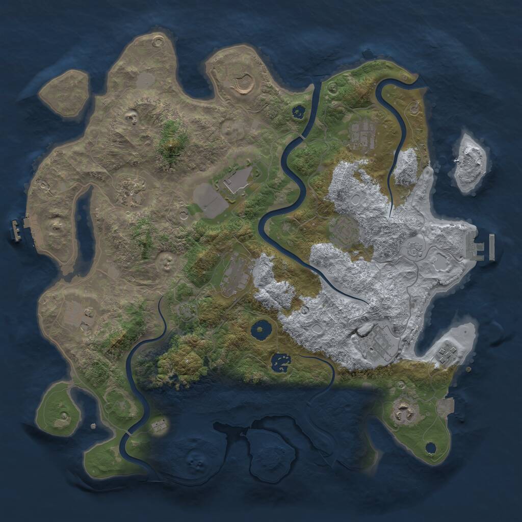 Rust Map: Procedural Map, Size: 3900, Seed: 2047170442, 17 Monuments