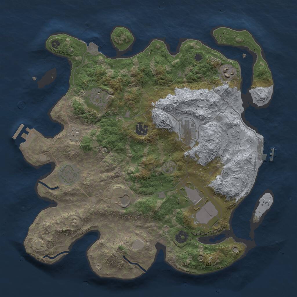 Rust Map: Procedural Map, Size: 3500, Seed: 950882303, 14 Monuments