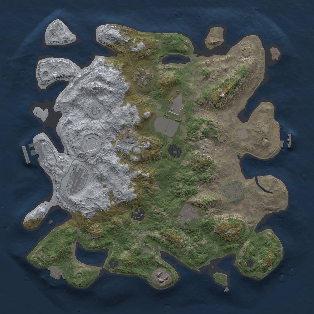 Rust Map: Procedural Map, Size: 3500, Seed: 459323101, 16 Monuments