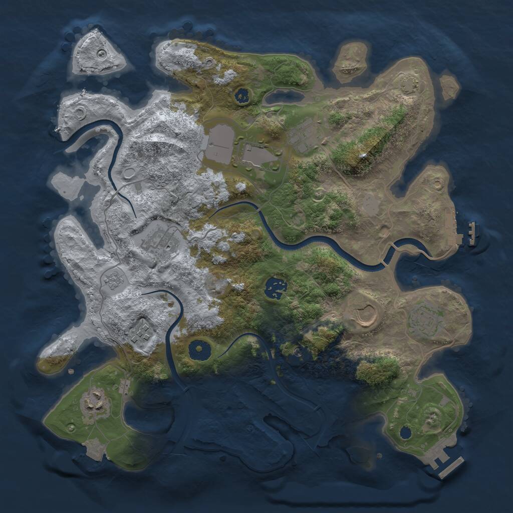 Rust Map: Procedural Map, Size: 3500, Seed: 459323101, 14 Monuments