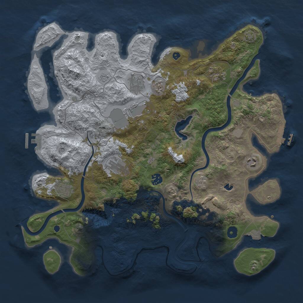 Rust Map: Procedural Map, Size: 4000, Seed: 123647, 15 Monuments