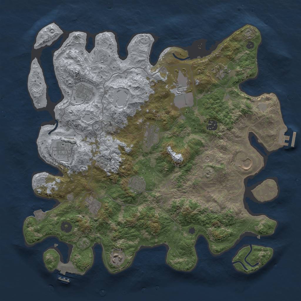 Rust Map: Procedural Map, Size: 4000, Seed: 123647, 19 Monuments