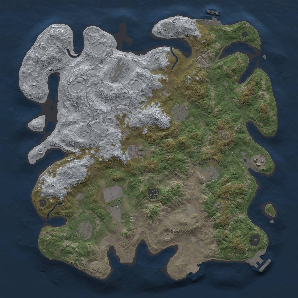 Rust Map: Procedural Map, Size: 4000, Seed: 520749646, 17 Monuments