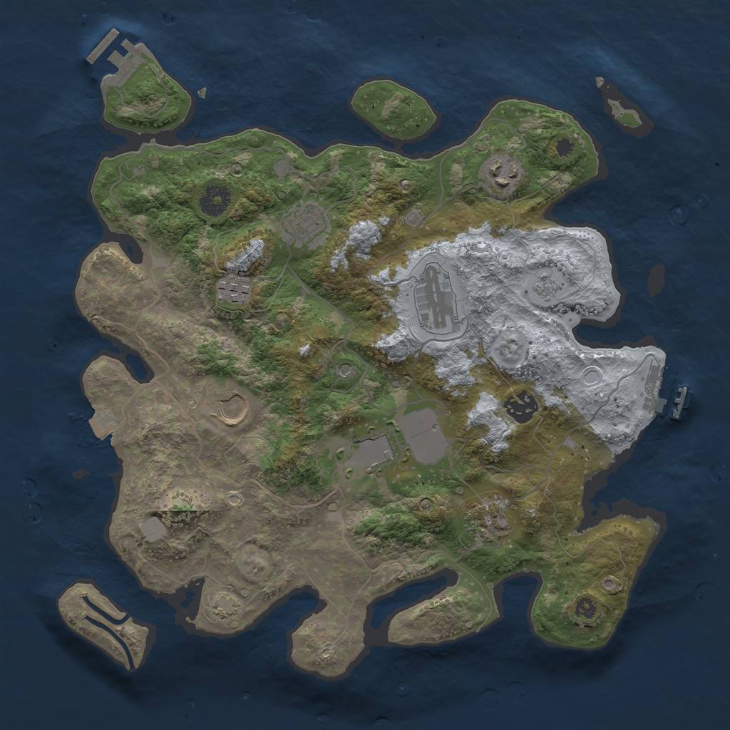 Rust Map: Procedural Map, Size: 3500, Seed: 1472758065, 16 Monuments