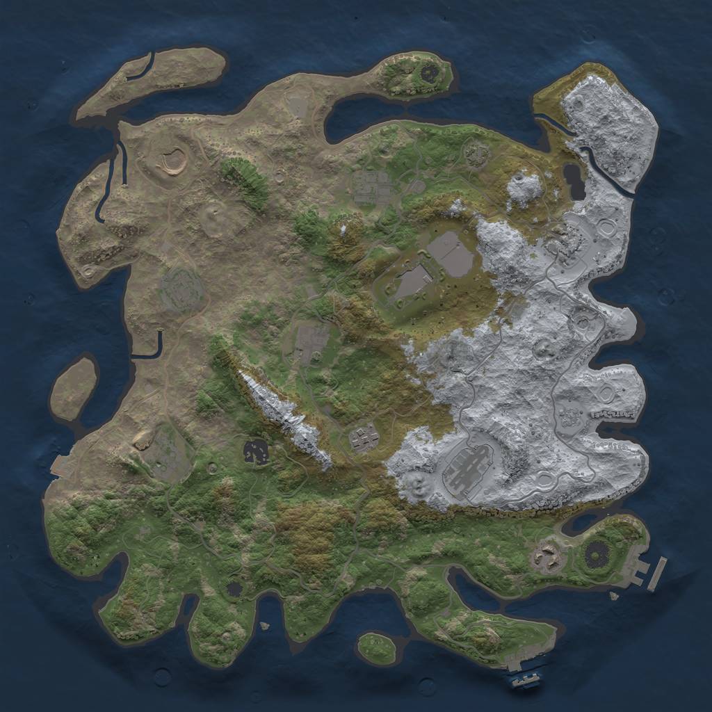 Rust Map: Procedural Map, Size: 4000, Seed: 548649854, 19 Monuments