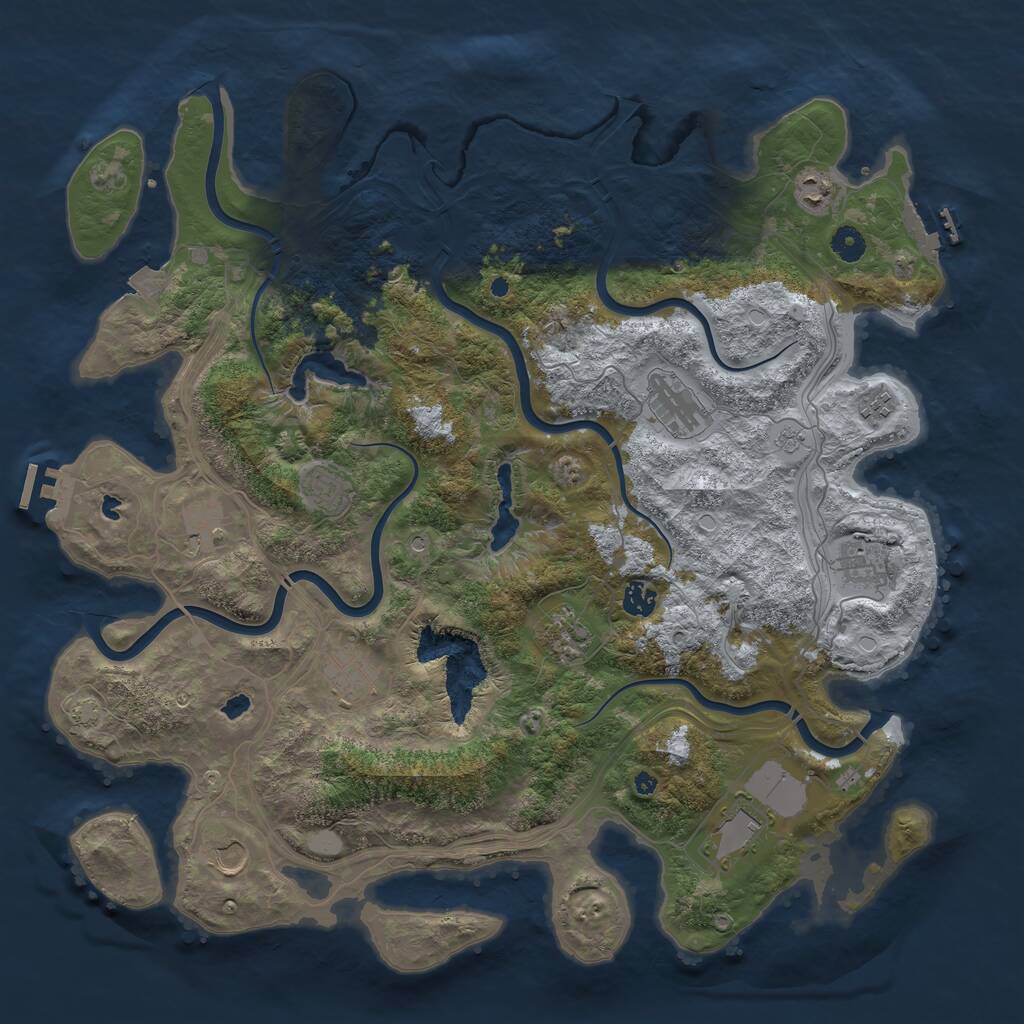 Rust Map: Procedural Map, Size: 4500, Seed: 115049020, 17 Monuments