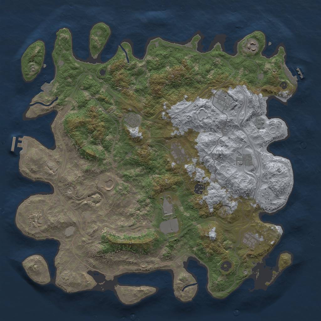 Rust Map: Procedural Map, Size: 4500, Seed: 115049020, 19 Monuments