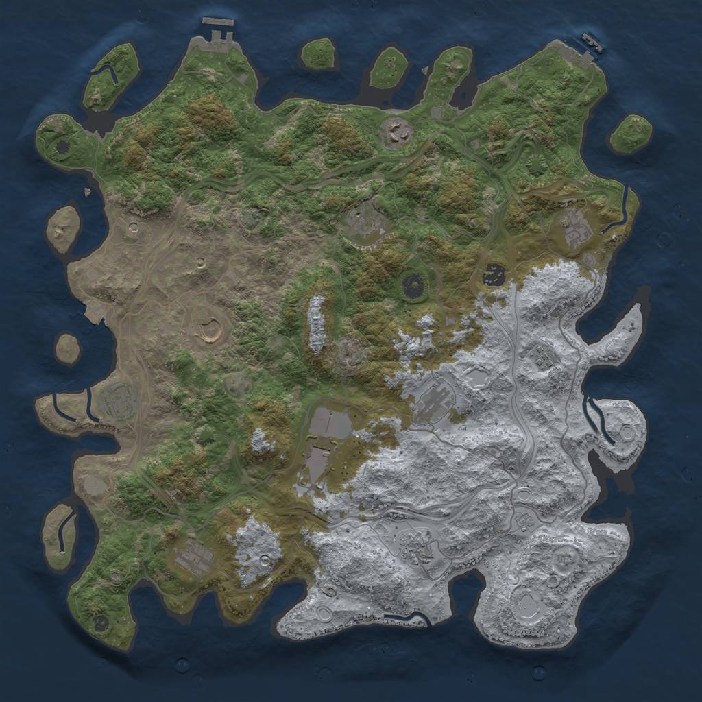 Rust Map: Procedural Map, Size: 4500, Seed: 1428496081, 19 Monuments