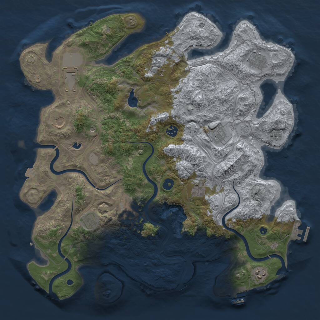 Rust Map: Procedural Map, Size: 4250, Seed: 921727697, 17 Monuments