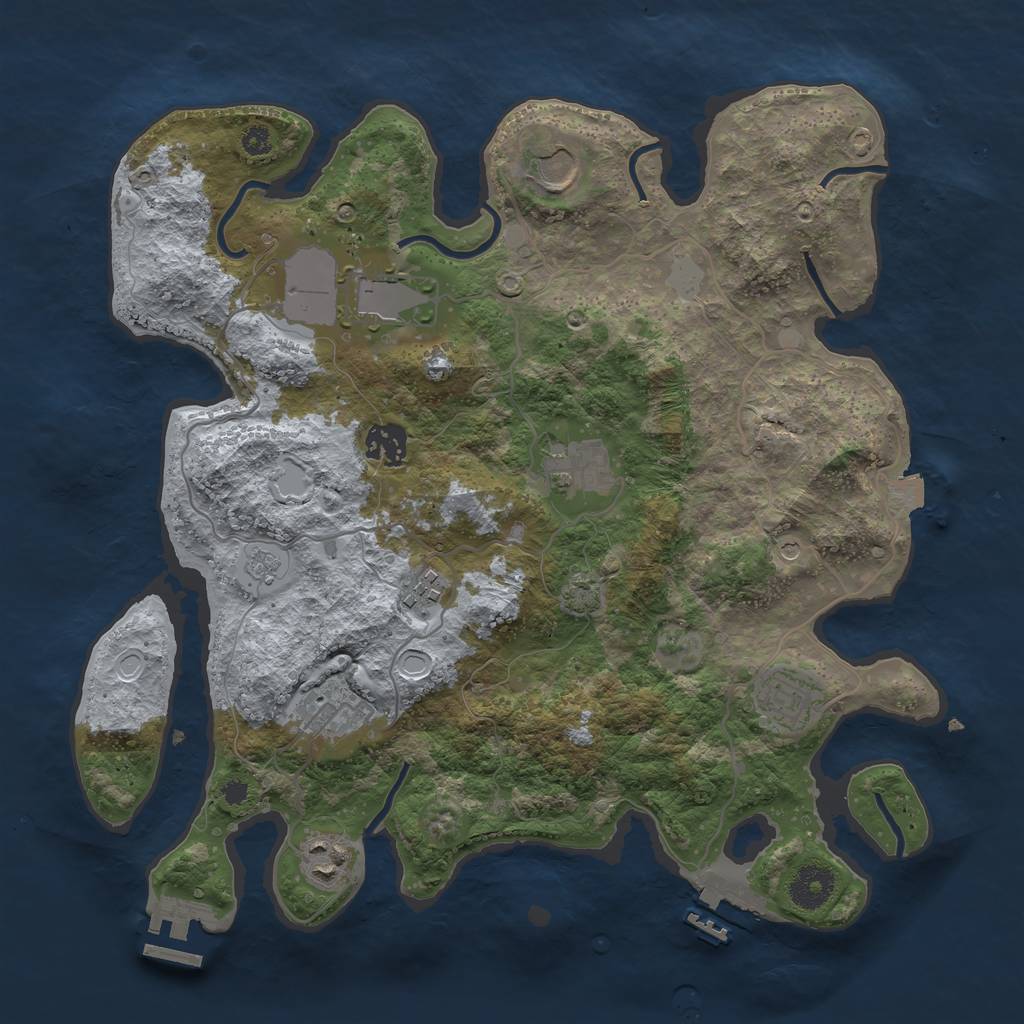 Rust Map: Procedural Map, Size: 3500, Seed: 1392643887, 16 Monuments