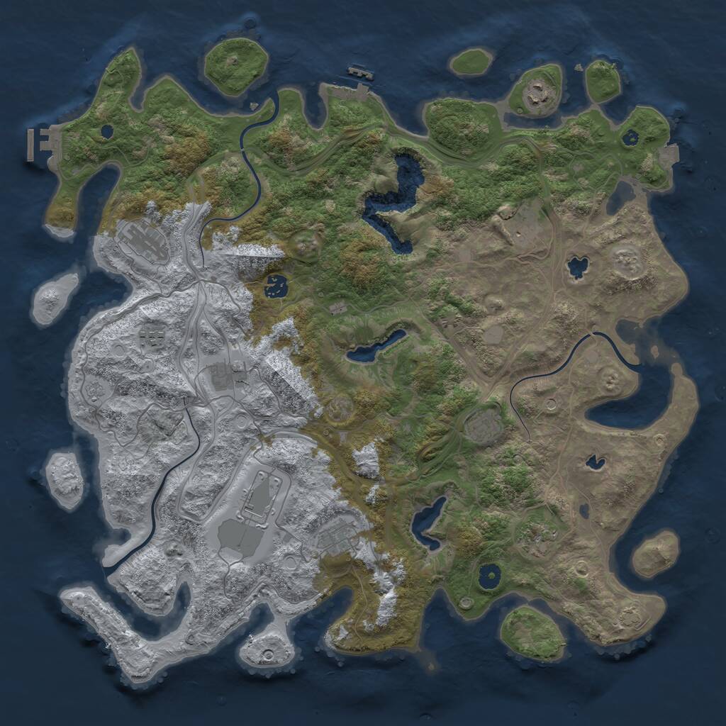 Rust Map: Procedural Map, Size: 4500, Seed: 1199248440, 16 Monuments