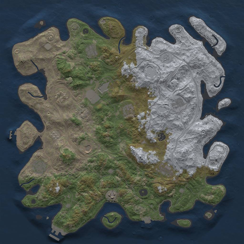 Rust Map: Procedural Map, Size: 4500, Seed: 1804710997, 19 Monuments