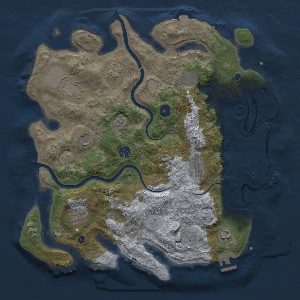 Rust Map: Procedural Map, Size: 3850, Seed: 579516132, 16 Monuments