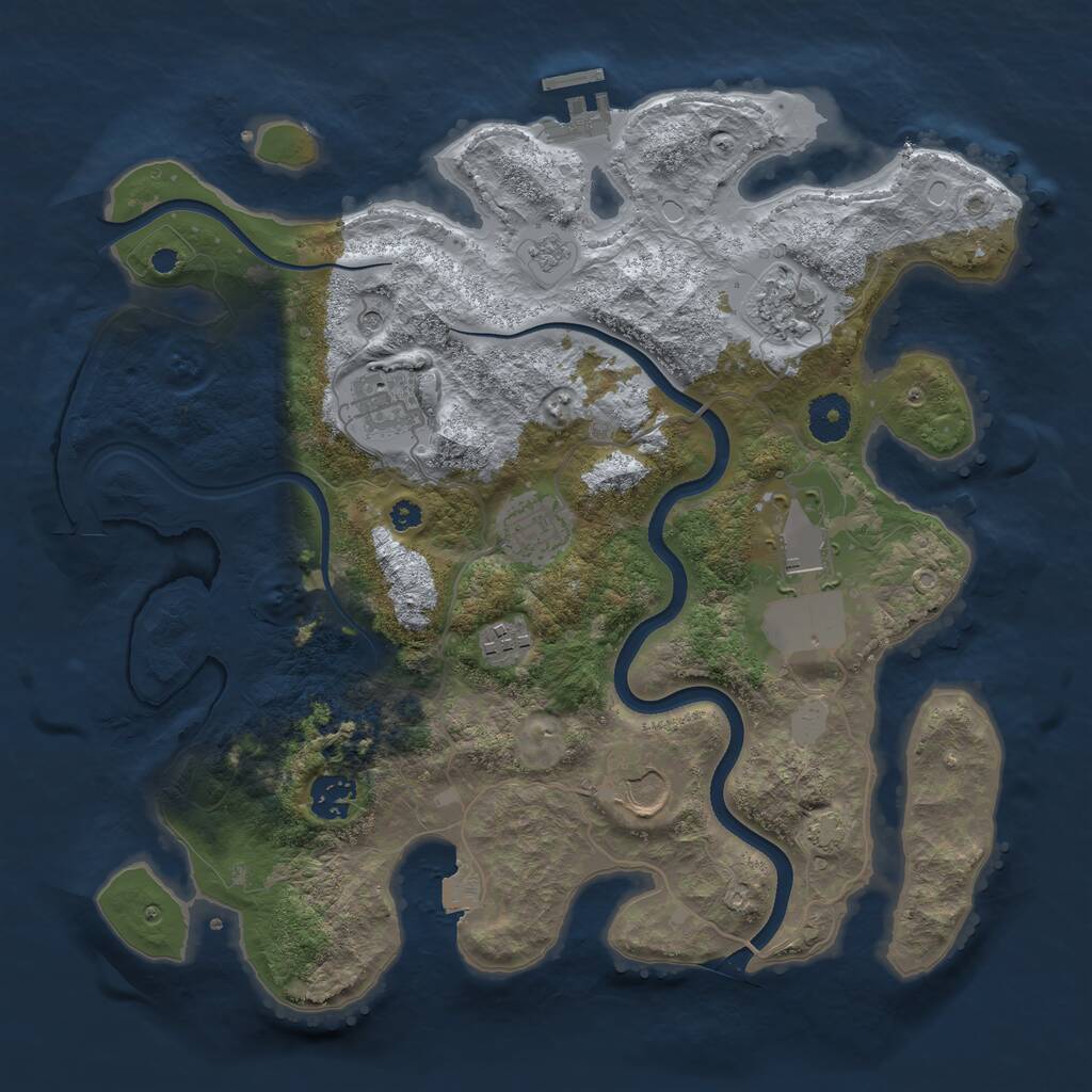 Rust Map: Procedural Map, Size: 3543, Seed: 1, 12 Monuments