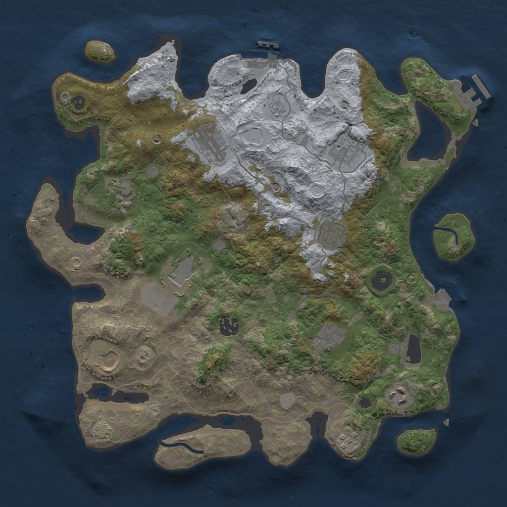 Rust Map: Procedural Map, Size: 3700, Seed: 1177106721, 18 Monuments