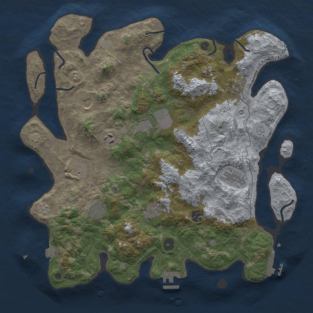 Rust Map: Procedural Map, Size: 4000, Seed: 105757540, 18 Monuments