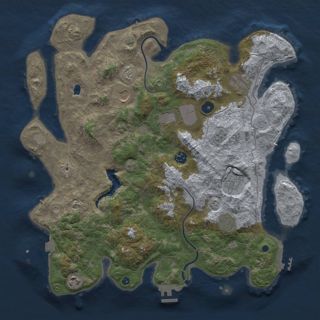Rust Map: Procedural Map, Size: 4000, Seed: 105757540, 14 Monuments