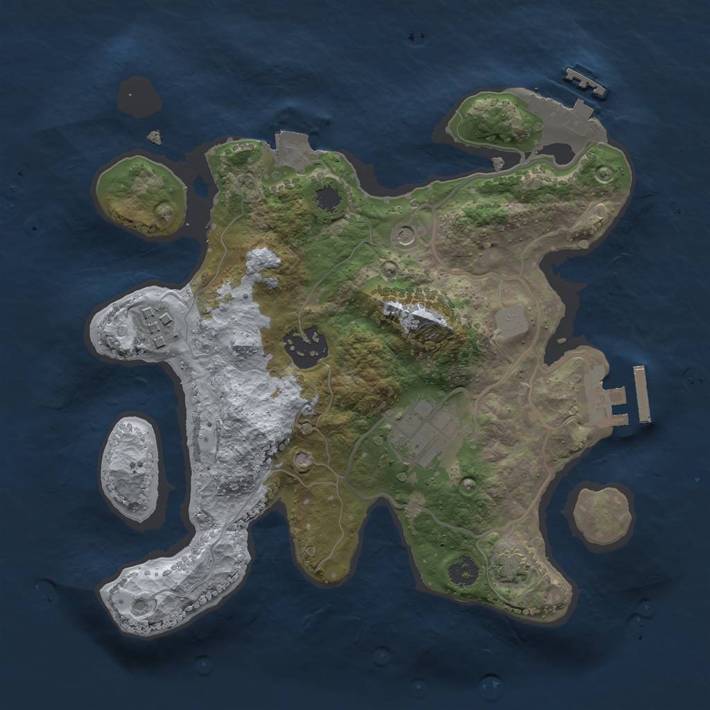 Rust Map: Procedural Map, Size: 2500, Seed: 859621141, 10 Monuments