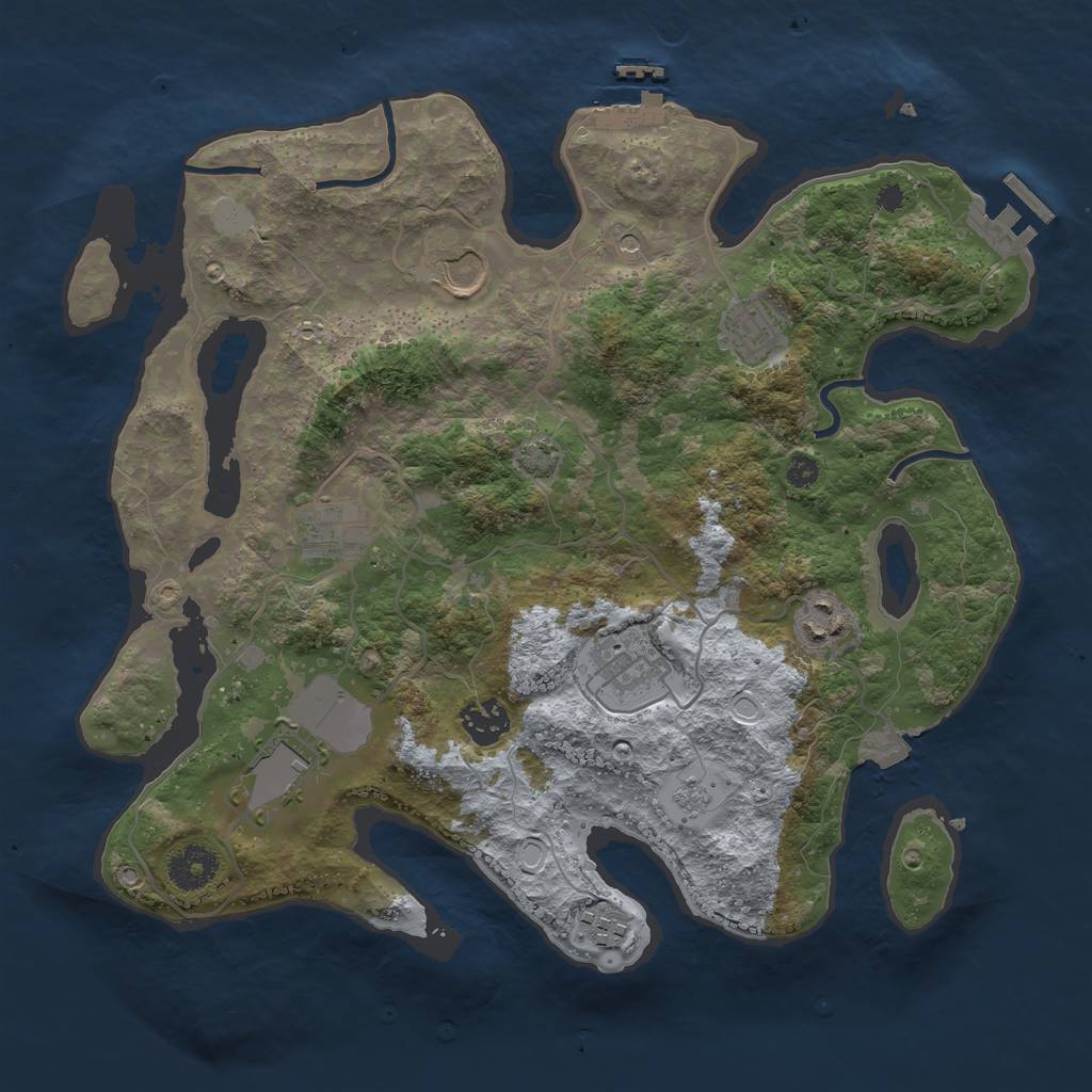 Rust Map: Procedural Map, Size: 3500, Seed: 592151532, 16 Monuments