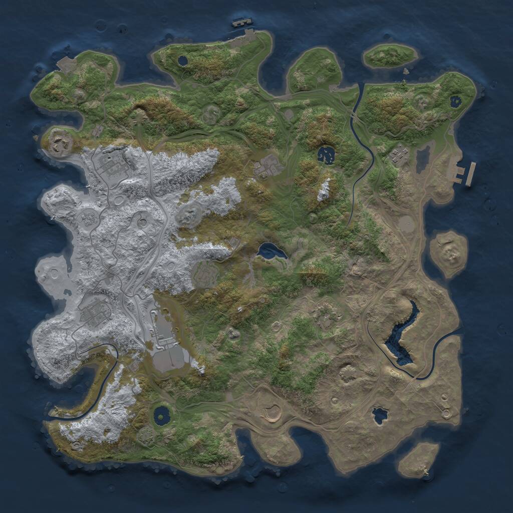 Rust Map: Procedural Map, Size: 4250, Seed: 1917562563, 16 Monuments