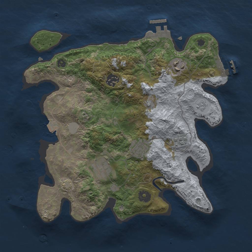 Rust Map: Procedural Map, Size: 3000, Seed: 2145710784, 13 Monuments