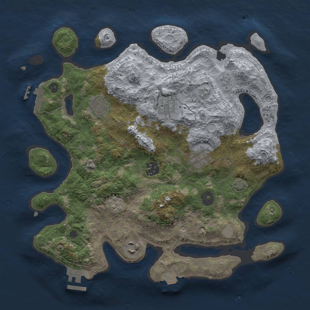 Rust Map: Procedural Map, Size: 3300, Seed: 1319534845, 14 Monuments