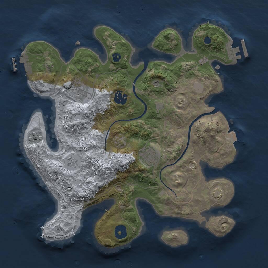 Rust Map: Procedural Map, Size: 3000, Seed: 13856, 10 Monuments