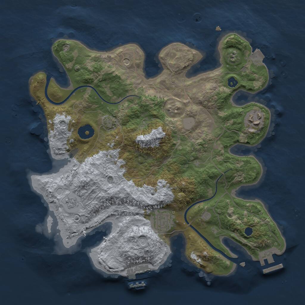 Rust Map: Procedural Map, Size: 3000, Seed: 81133, 8 Monuments